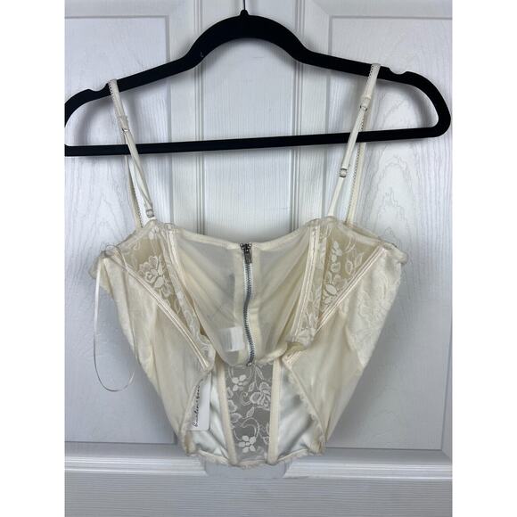 Hunter and Brown Bustier NWT L Corset Ivory Boning Lace Sexy Romantic Coquette - Picture 7 of 7